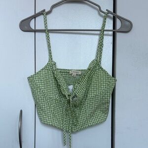 PacSun Green Checkered Crop Top